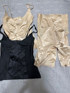 Sz L⭐️Like New Body Hush Shapewear Camisoles & Short Set - Black and Nude